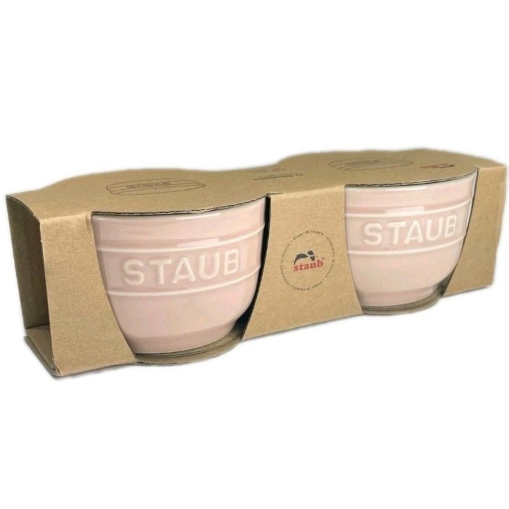 New Staub 2pc Round Ramekin Light Pink NIB